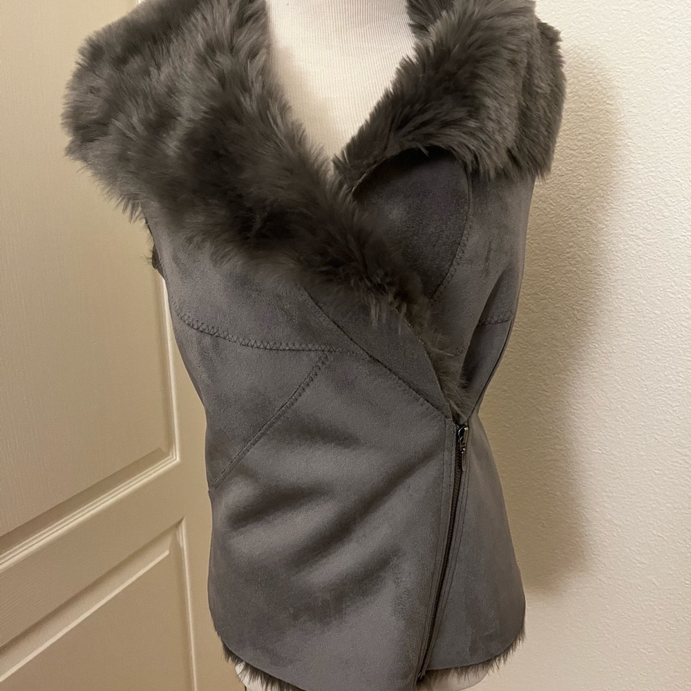 Sabine Faux fur/suede moto vest